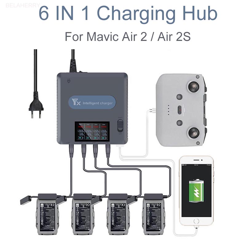 6 in 1 Digital display Battery - Drone Charging Hub recension och pris